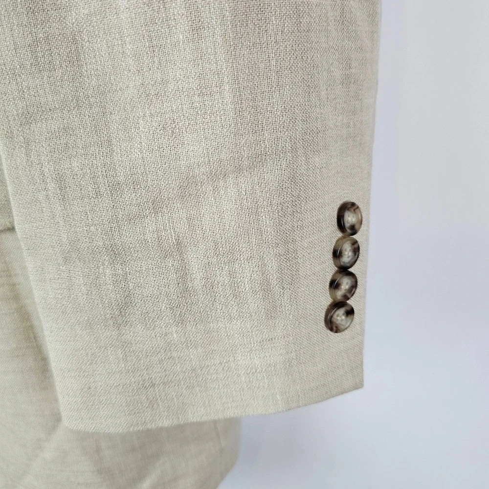 Jos. A. Bank Mens 48R Blazer Linen Wool Blend Tan Sport Coat Two Button Beige